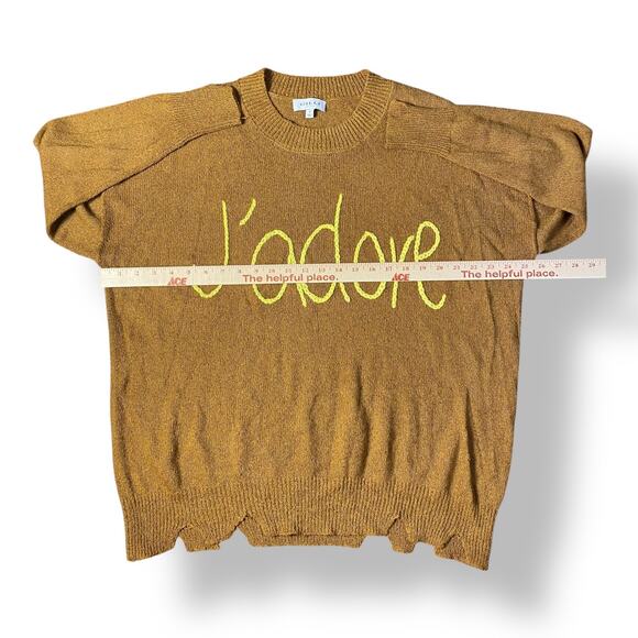 Gilli Ribbed Embroidered Jadore Crewneck‎ Sweater Womens Size S Brown - Picture 4 of 7